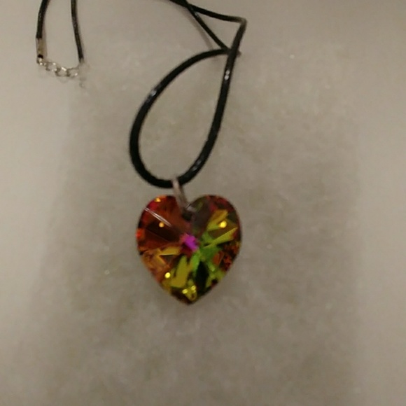 Radiant Green Crystal Heart Necklace - Picture 2 of 8